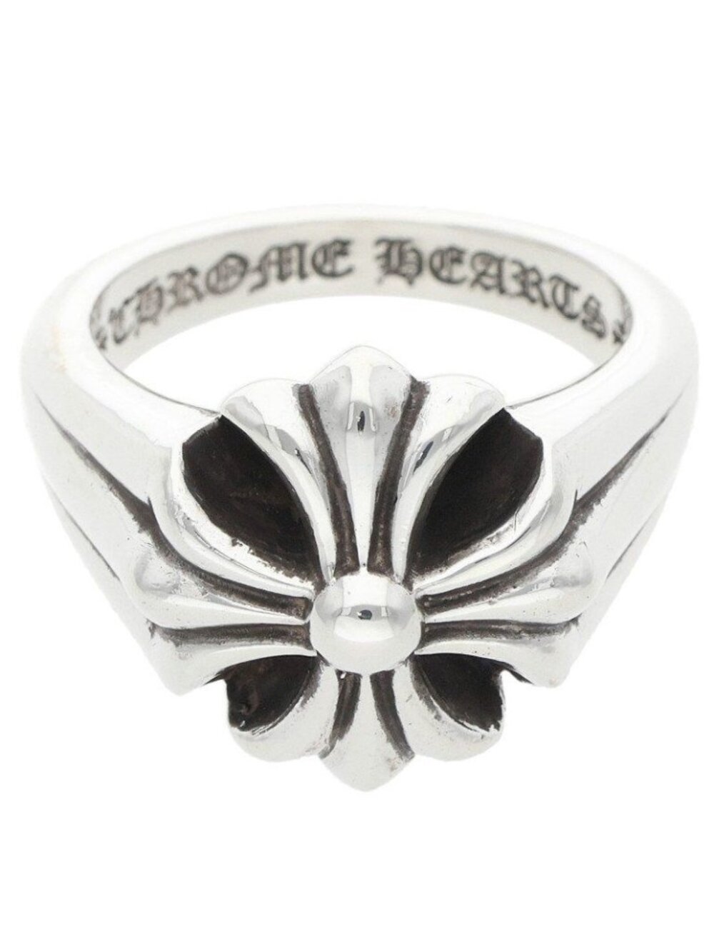 Chrome Hearts Cutout CH Pls LG Large CH Plus Silver Ring